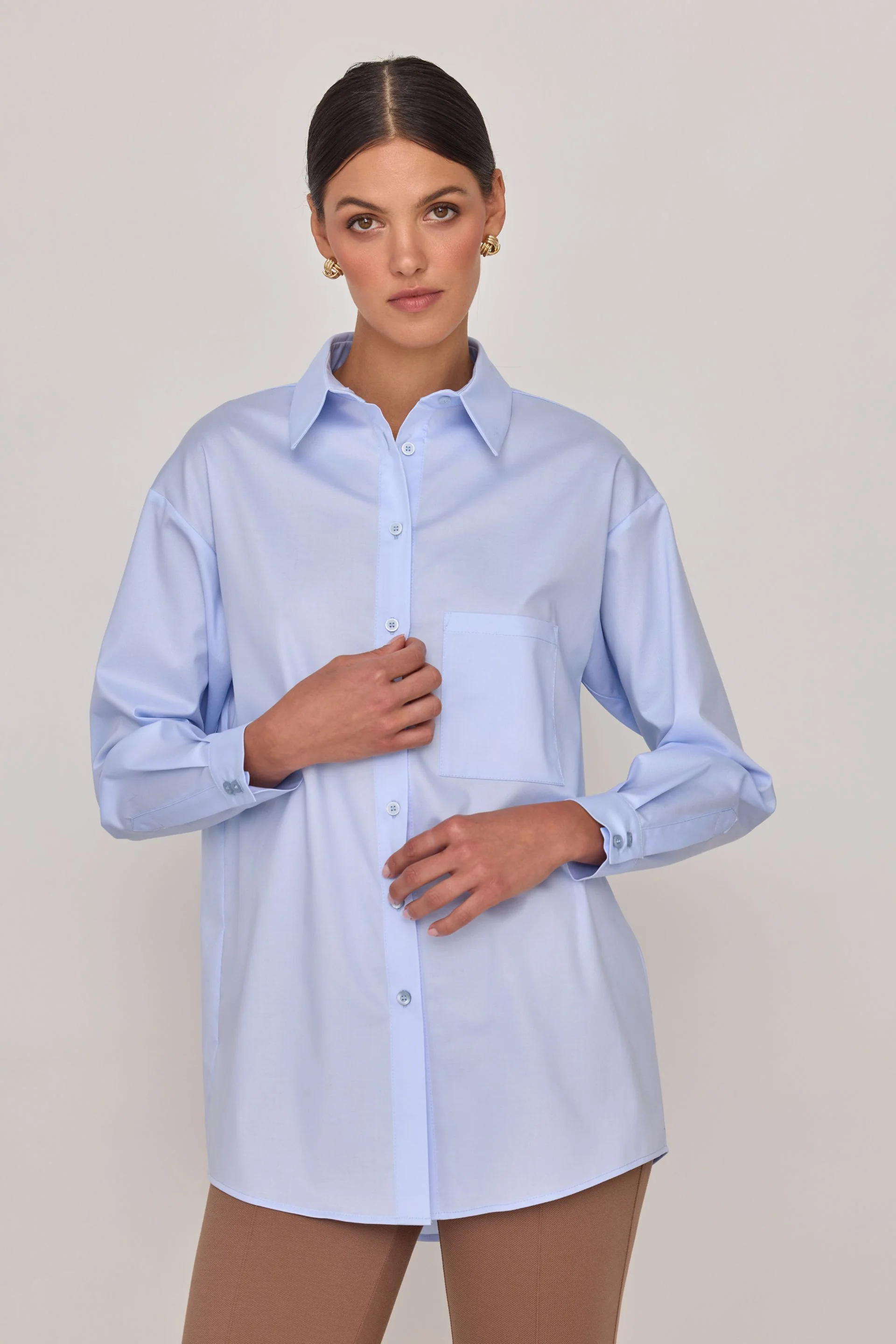Bawełniana koszula oversize baby blue - Image 4