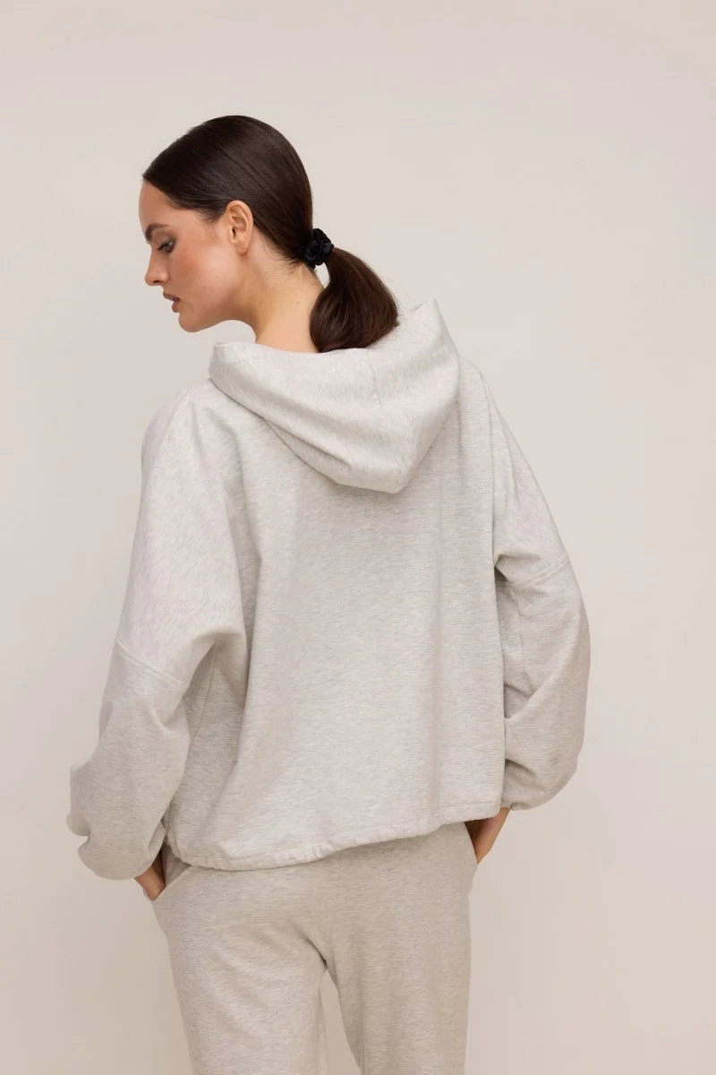 Bluza dresowa zapinana na zamek jasnoszary melanż szary - Image 5