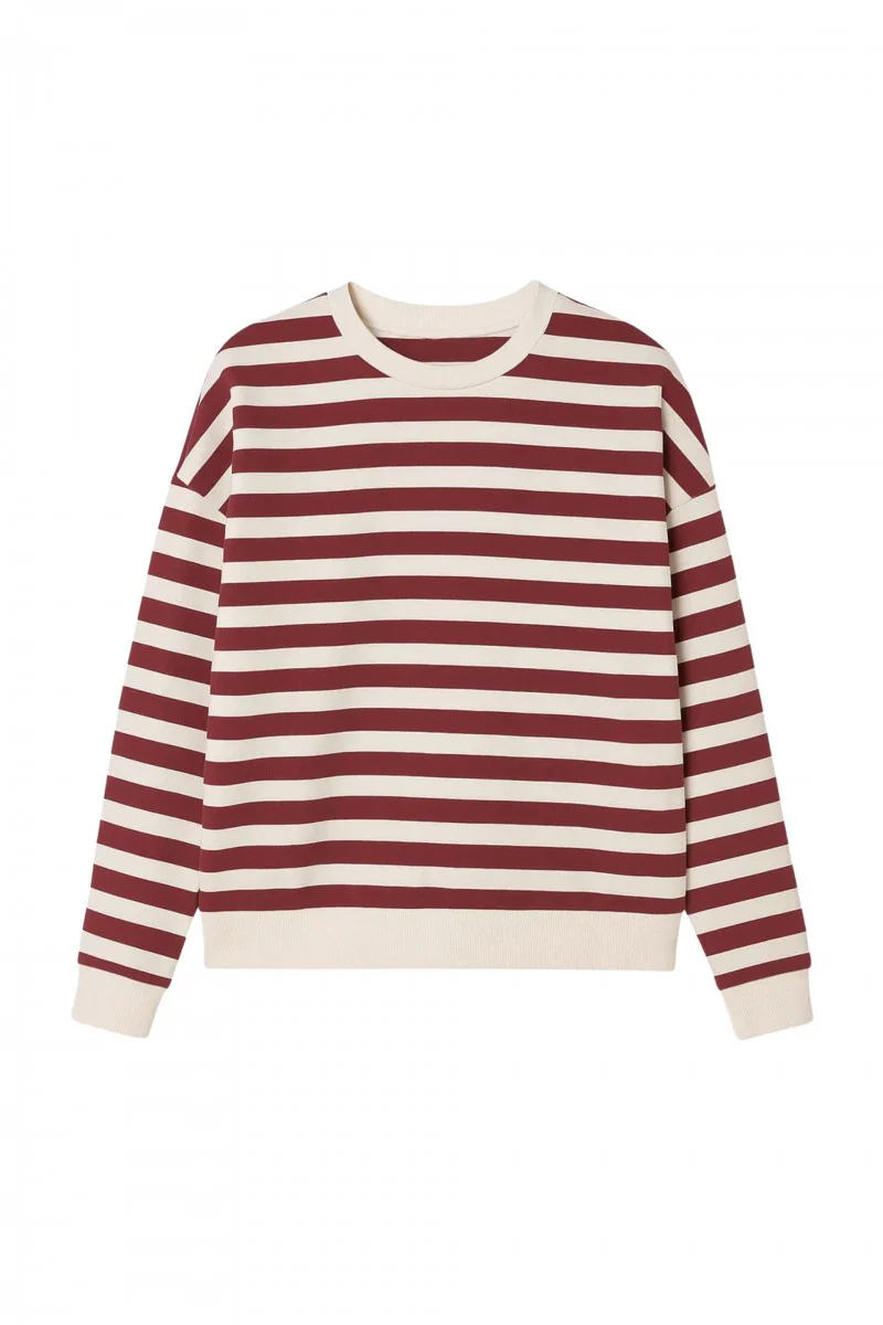 Bluza w paski złamana z bordo biała - Image 5