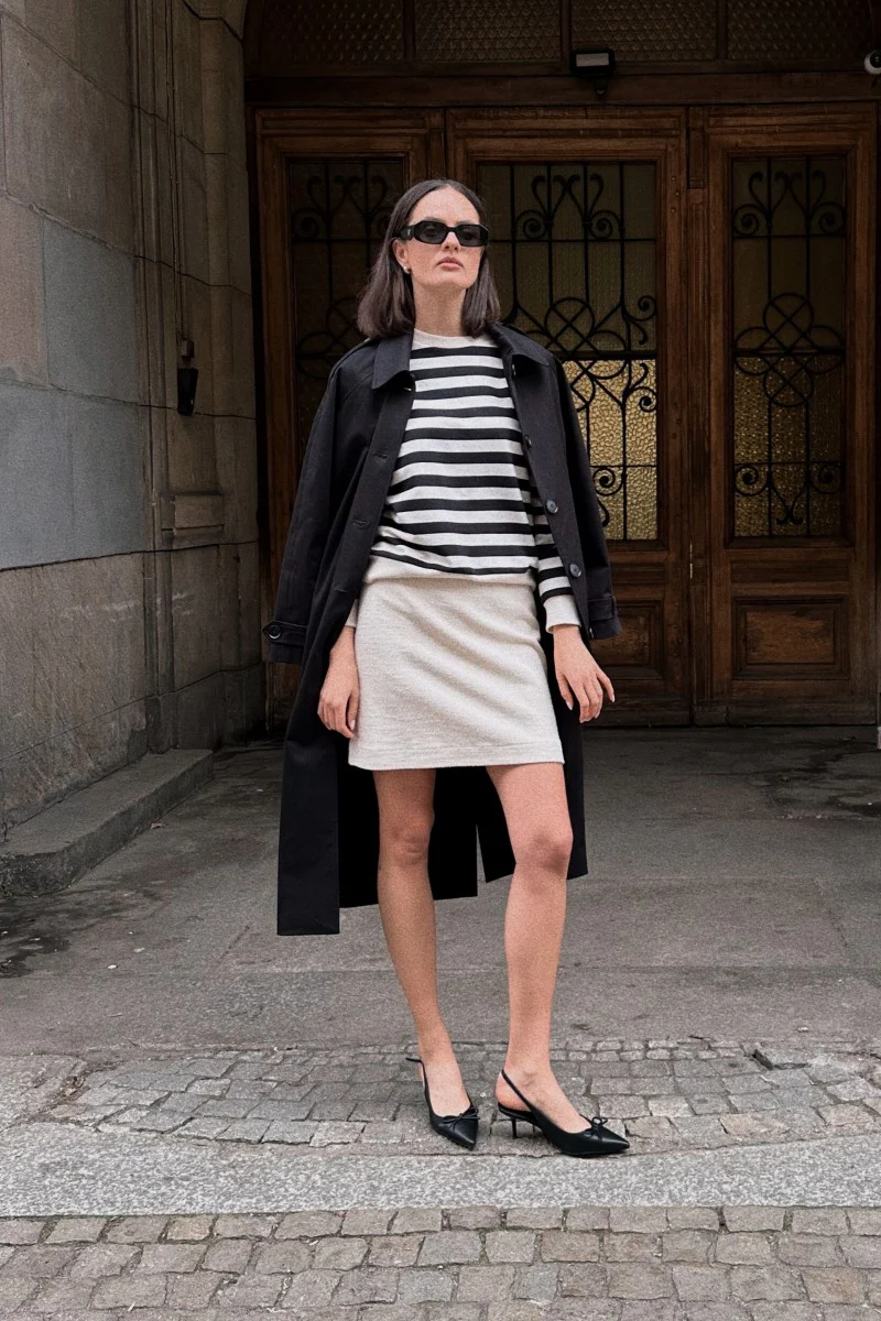 Bluza w paski złamana z czernią biała - Image 3