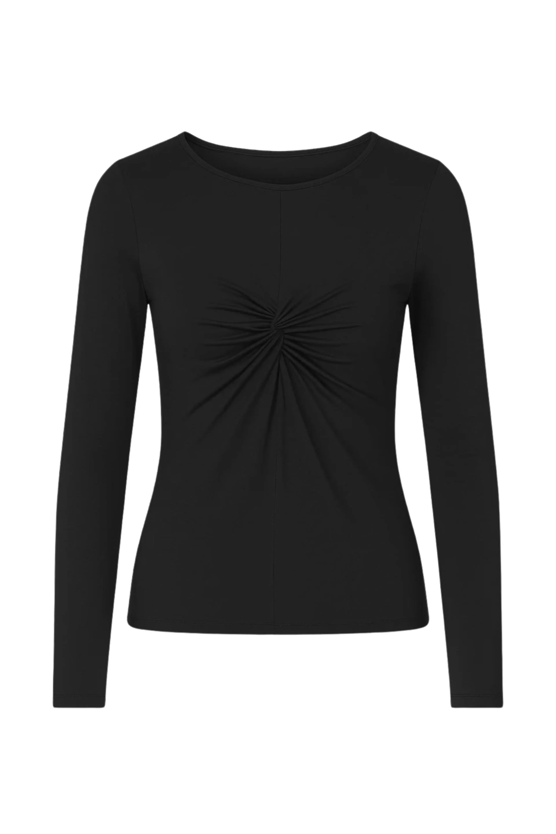 Bluzka basic z zawinięciem czarna - Image 4