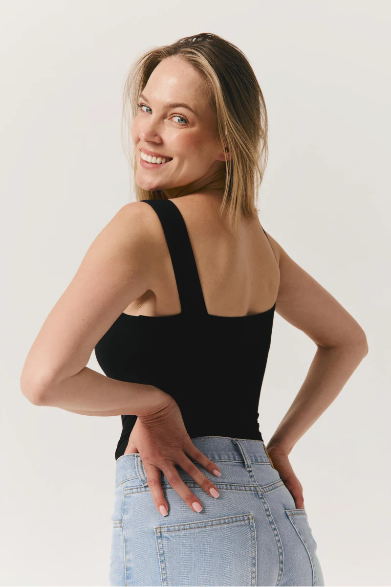 Body na ramiączkach z tencelu czarne - Image 5