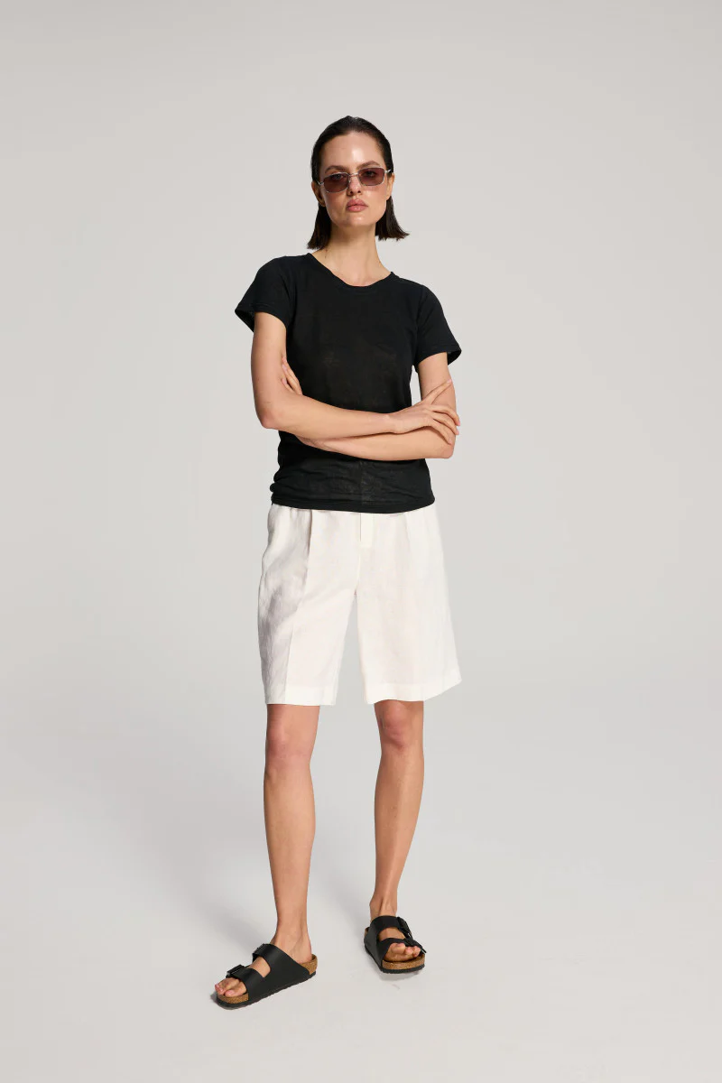 Lniany t-shirt czarny - Image 3