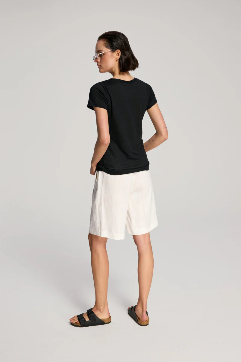 Lniany t-shirt czarny - Image 4