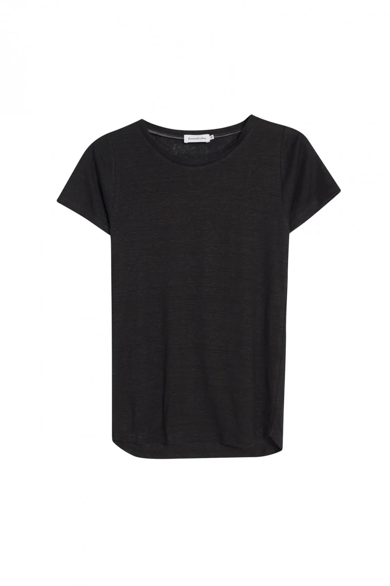 Lniany t-shirt czarny - Image 5