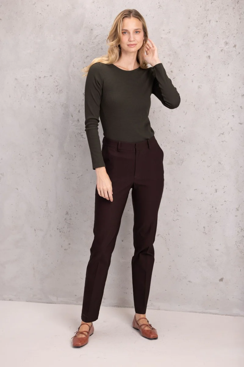 Longsleeve o prążkowanej strukturze ciemna zieleń zielony - Image 3