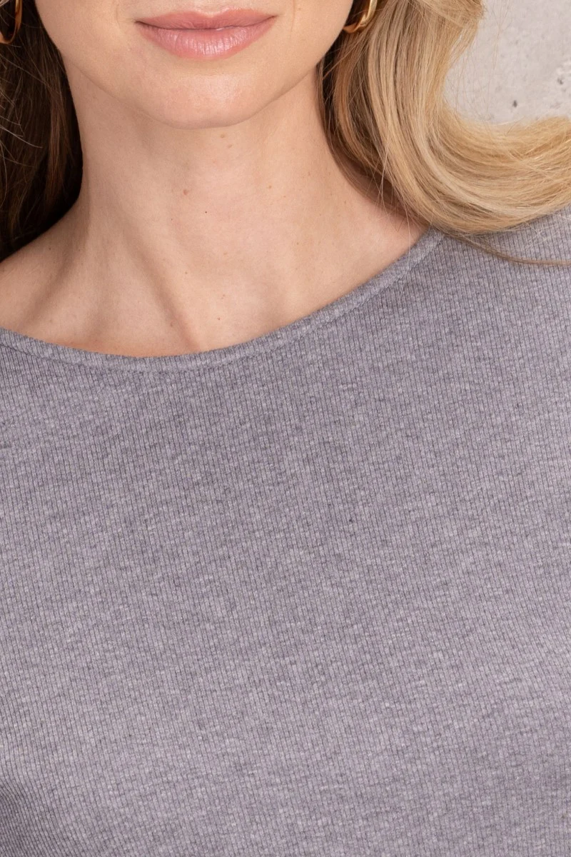 Longsleeve o prążkowanej strukturze szary - Image 3