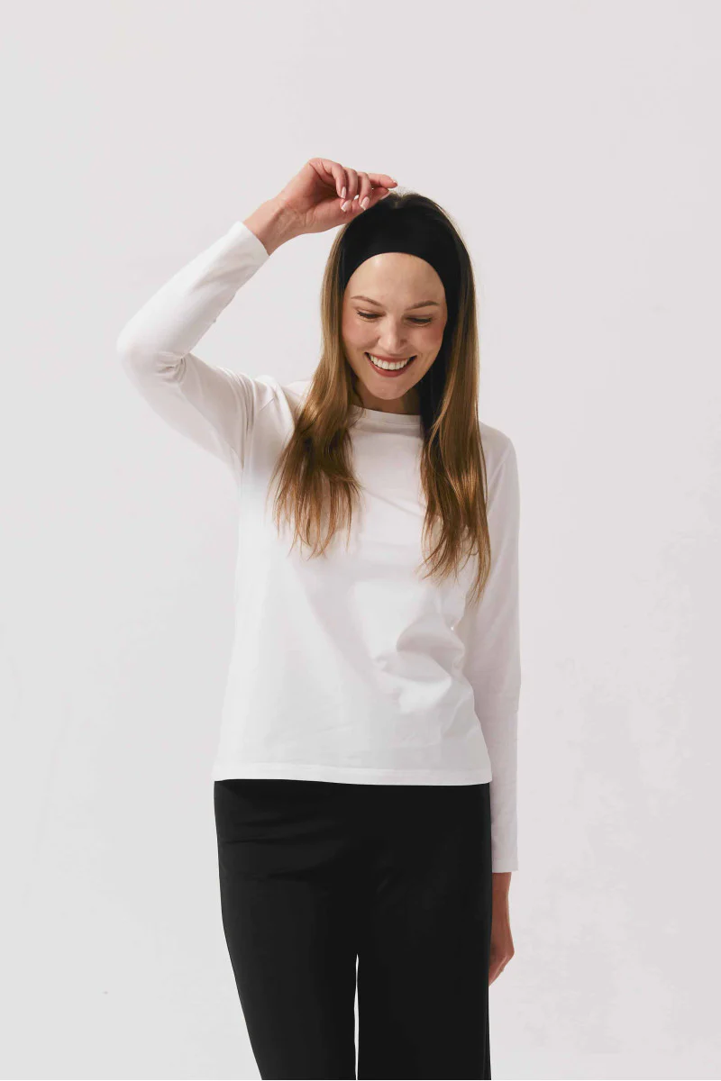 Longsleeve typu basic biały - Image 3