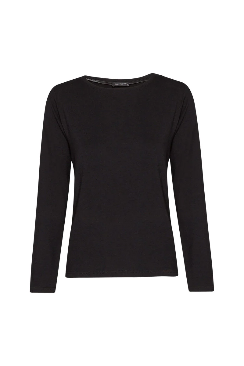 Longsleeve typu basic czarny - Image 3
