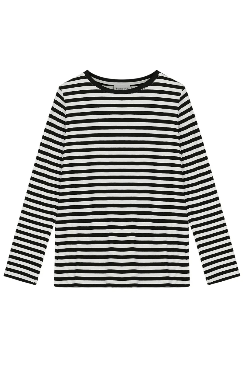Longsleeve w paski biało-czarny czarne paski - Image 7