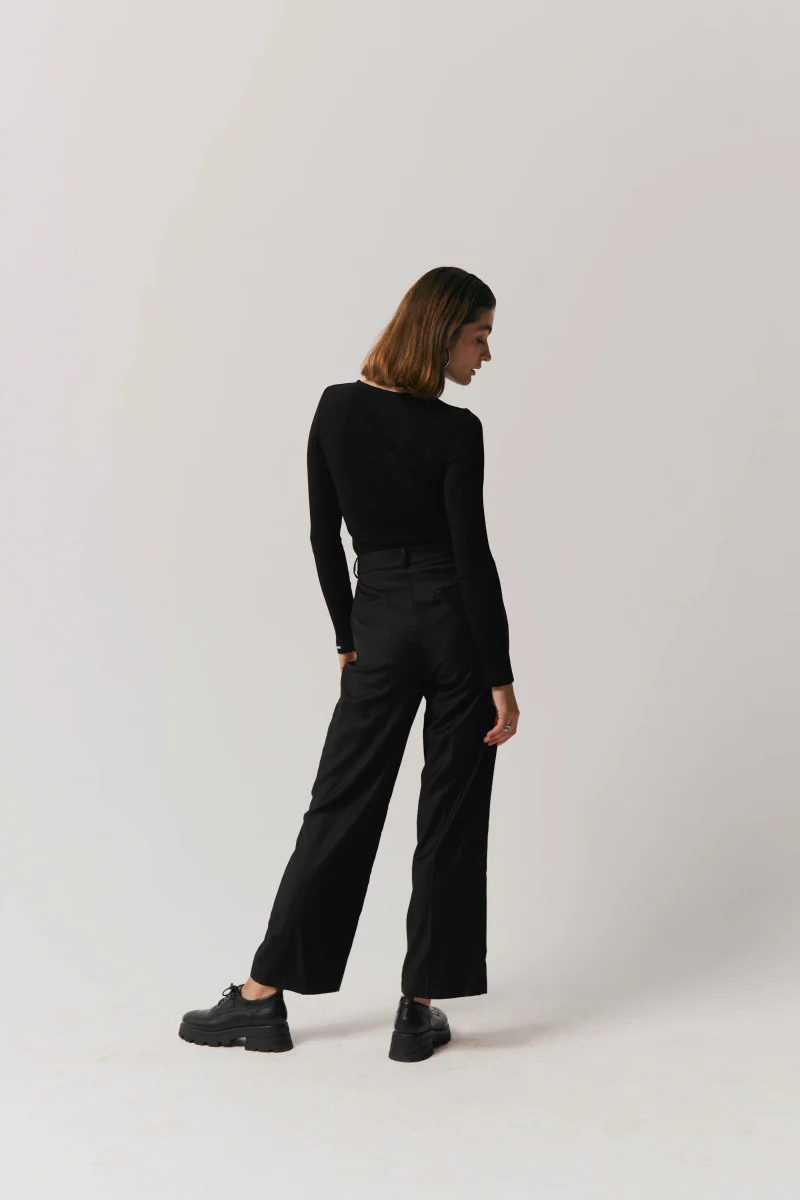 Longsleeve w prążek czarny - Image 3