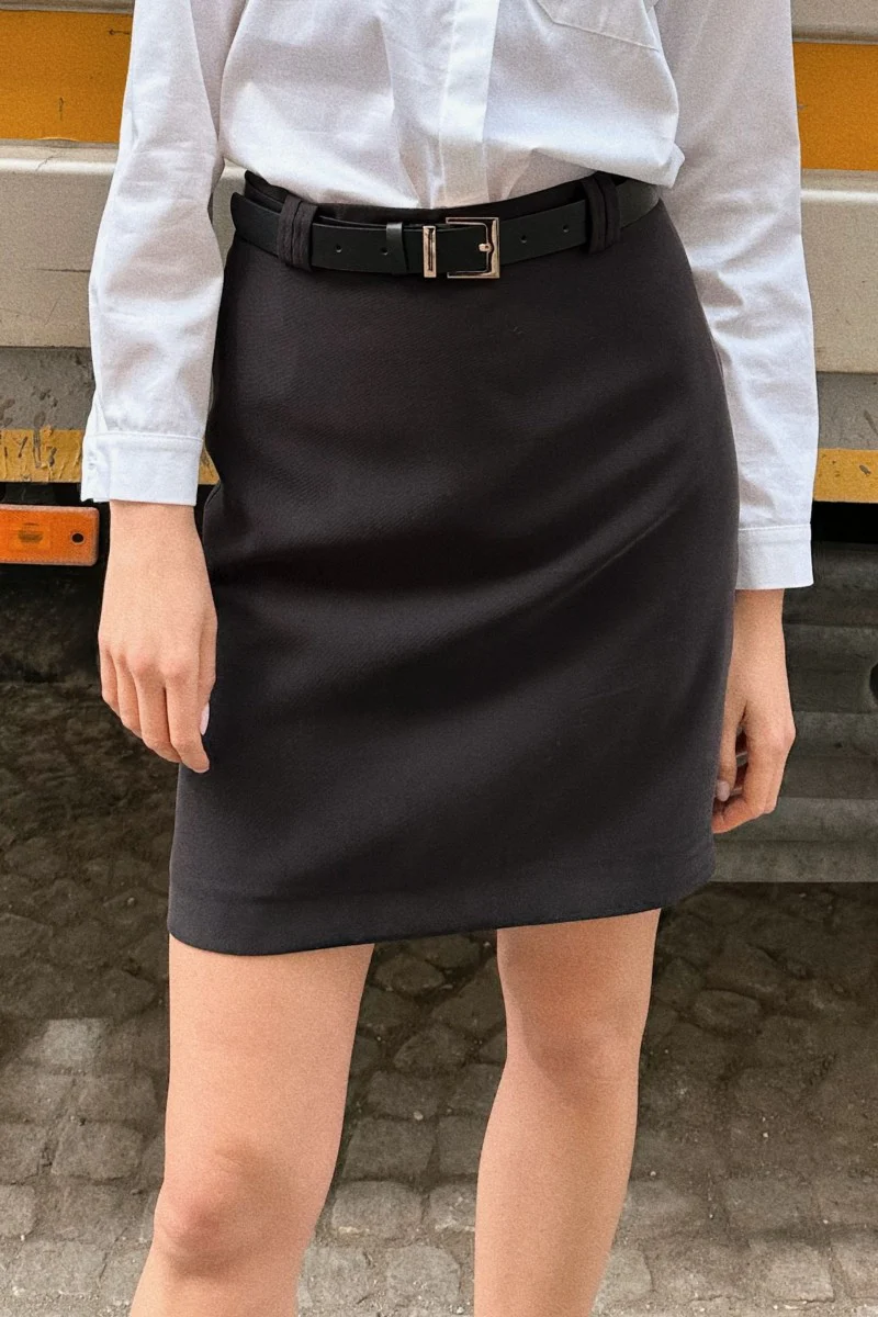 Skórzany pasek 3 cm z kwadratową klamrą złoty - Image 3