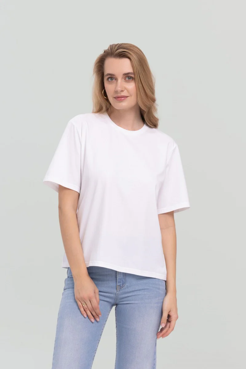 T-shirt basic o pudełkowym kroju biały - Image 3