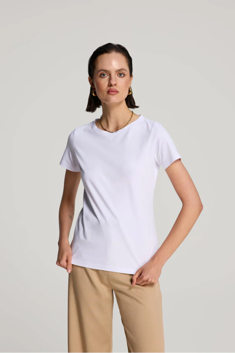 T-shirt z bawełny supima biały - Image 3