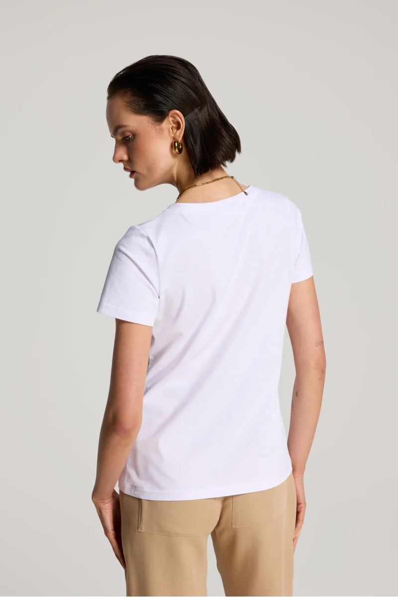 T-shirt z bawełny supima biały - Image 4