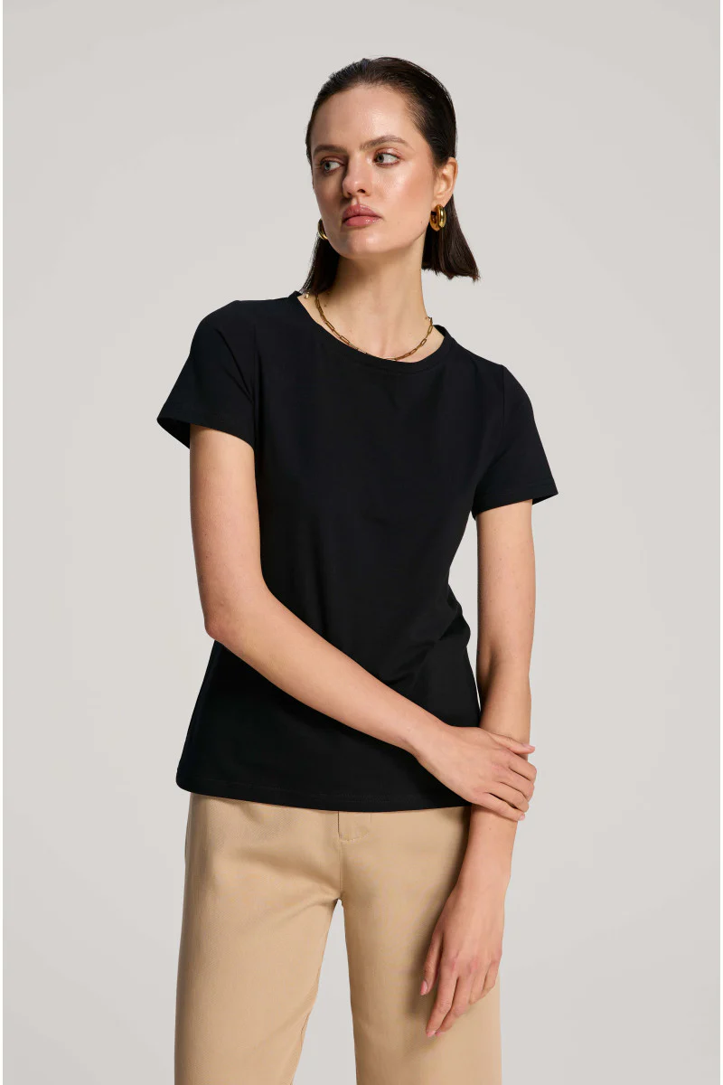 T-shirt z bawełny supima czarny - Image 3
