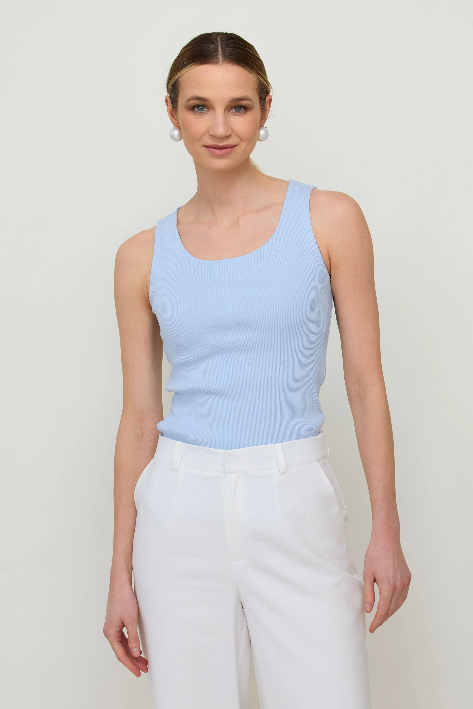 Top z prążkowanej bawełny baby blue - Image 3